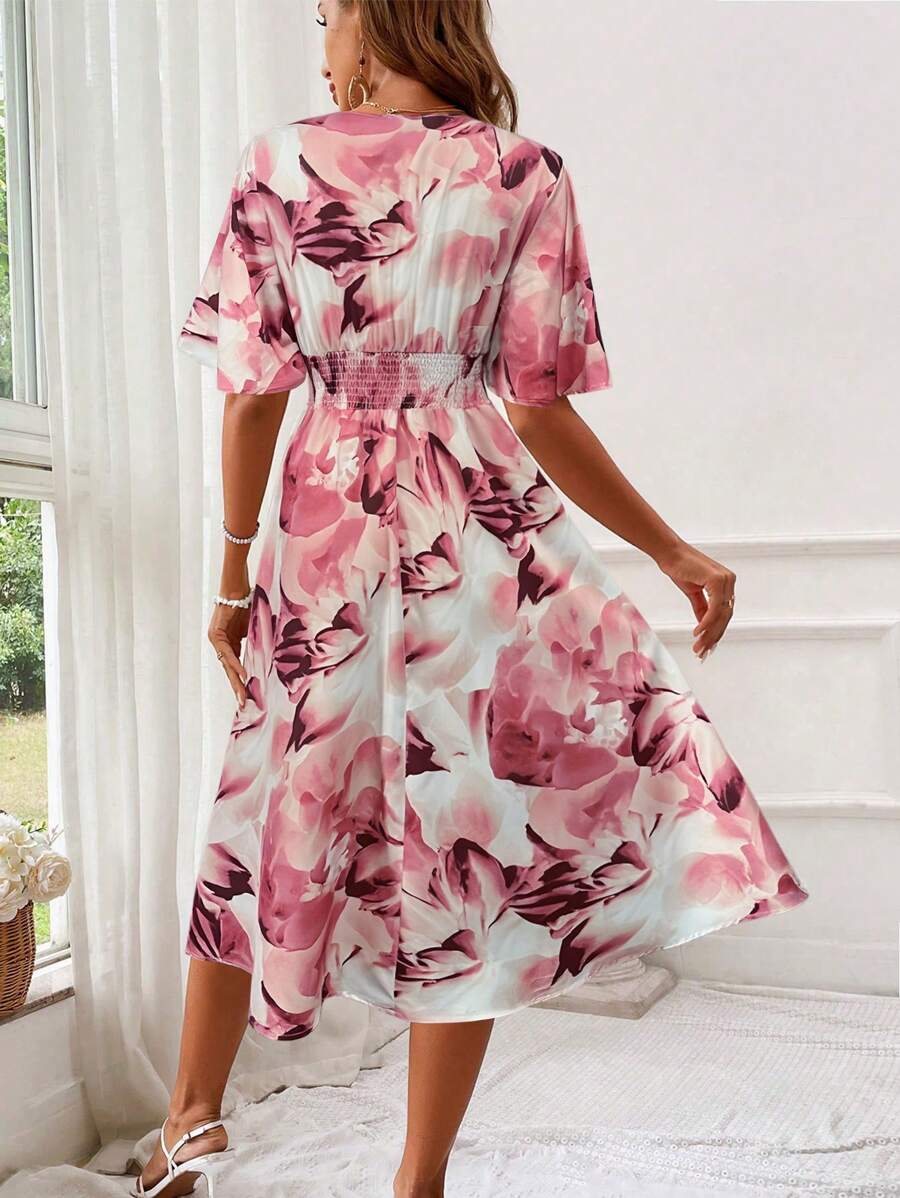 Floral midi dress for women – elegant for holidays and chic summer