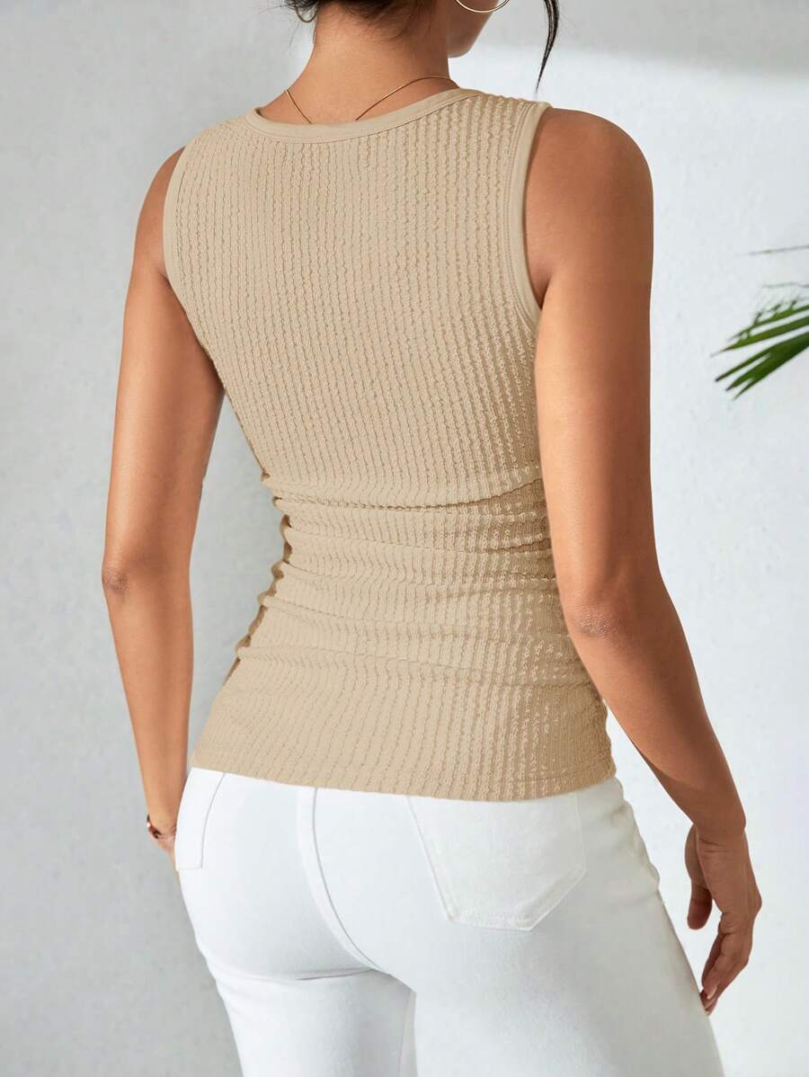 Ribbed striped knit tank tops for women – Casual summer top