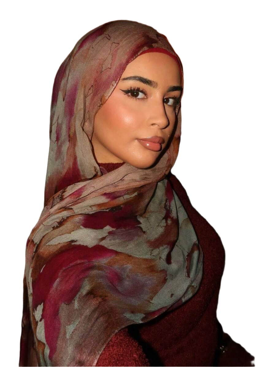 Foulard hijab à fleurs aquarelles – Châle rectangulaire bohème pour femme
