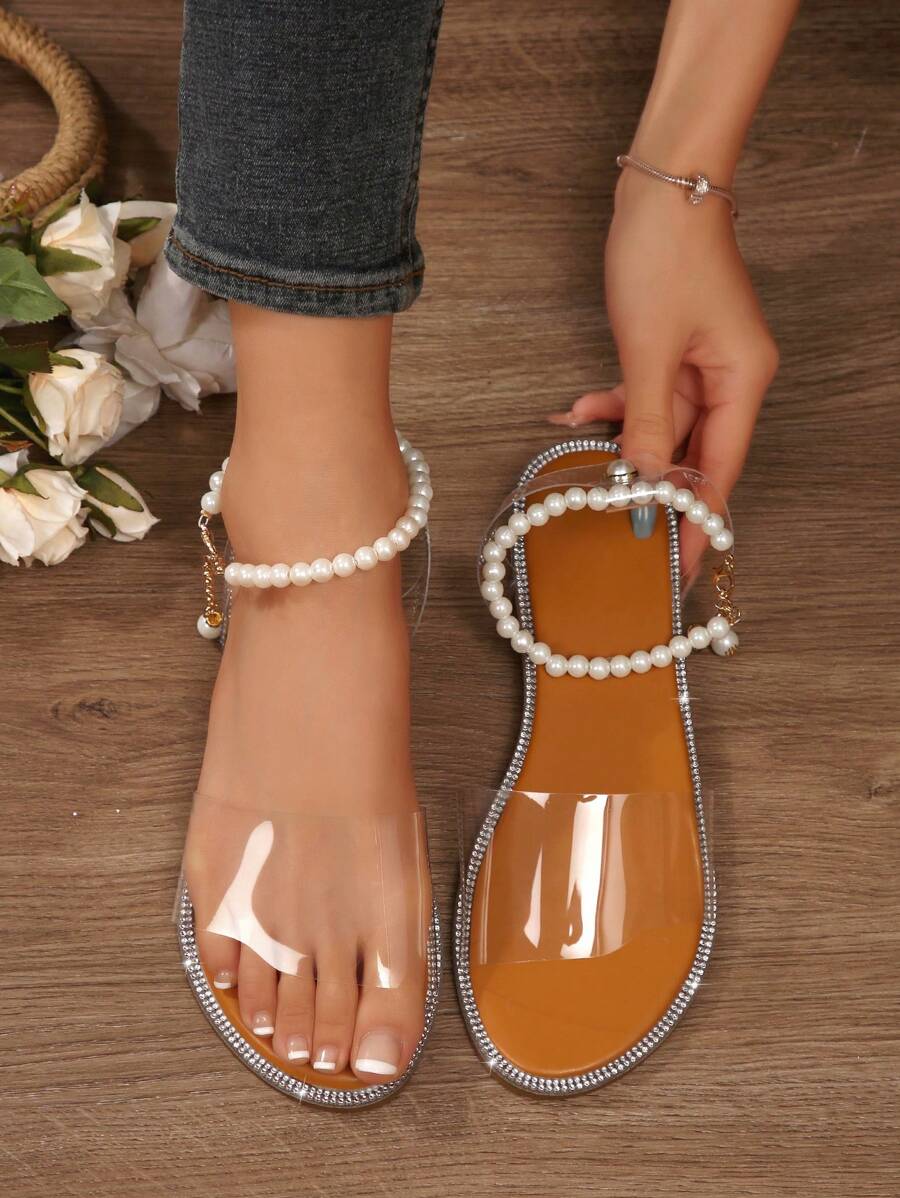 Sandales plates transparentes en gelée - Confortables pour femmes