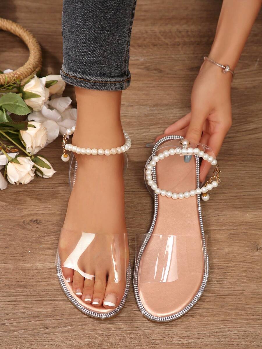 Sandales plates transparentes en gelée - Confortables pour femmes
