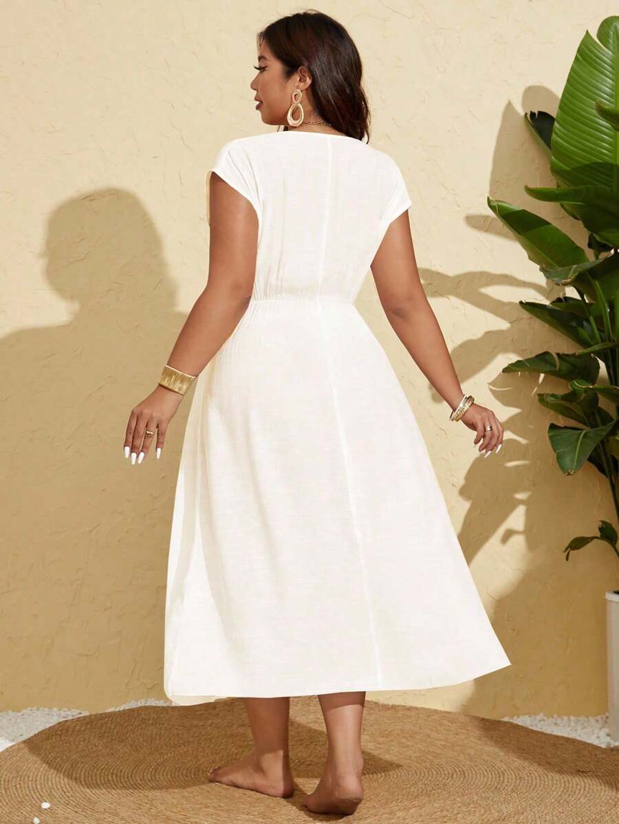 Long slit beach cover-up dress plus size for women