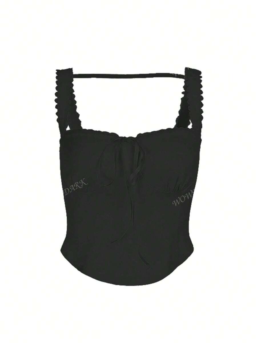 Haut coquette en dentelle avec lien sur le devant et design style corset
