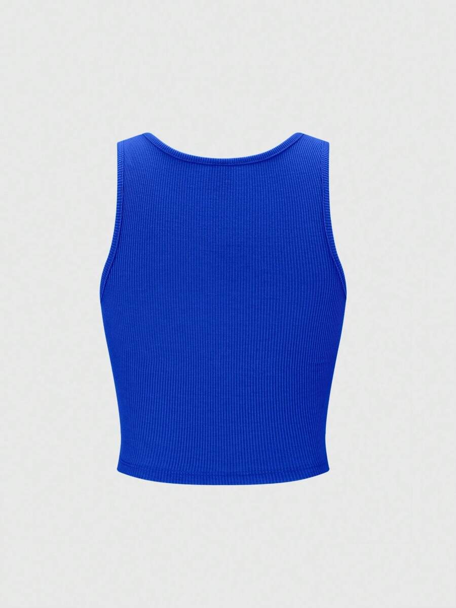 Ribbed knit graphic print tank tops for women – Casual summer top
