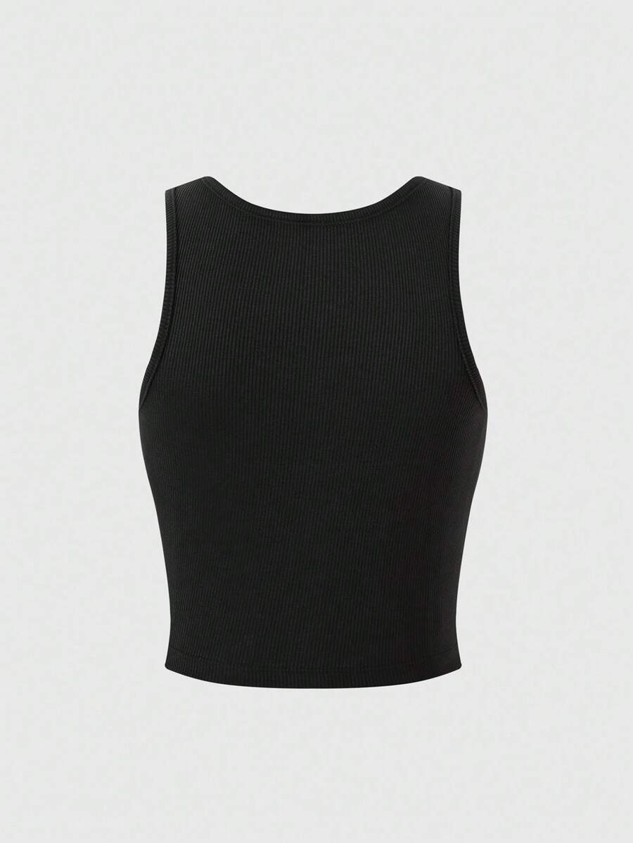 Ribbed knit graphic print tank tops for women – Casual summer top