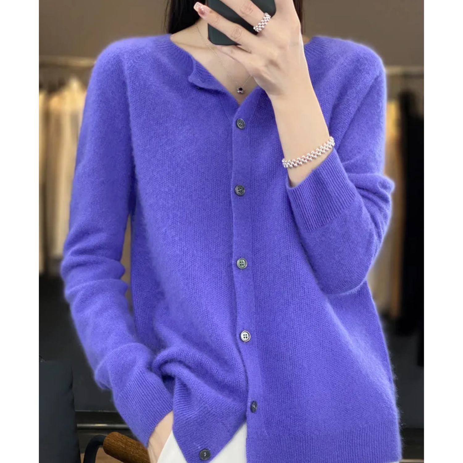 Cardigan Ohals en cachemire pour femme, 100% pure laine mérinos, pull