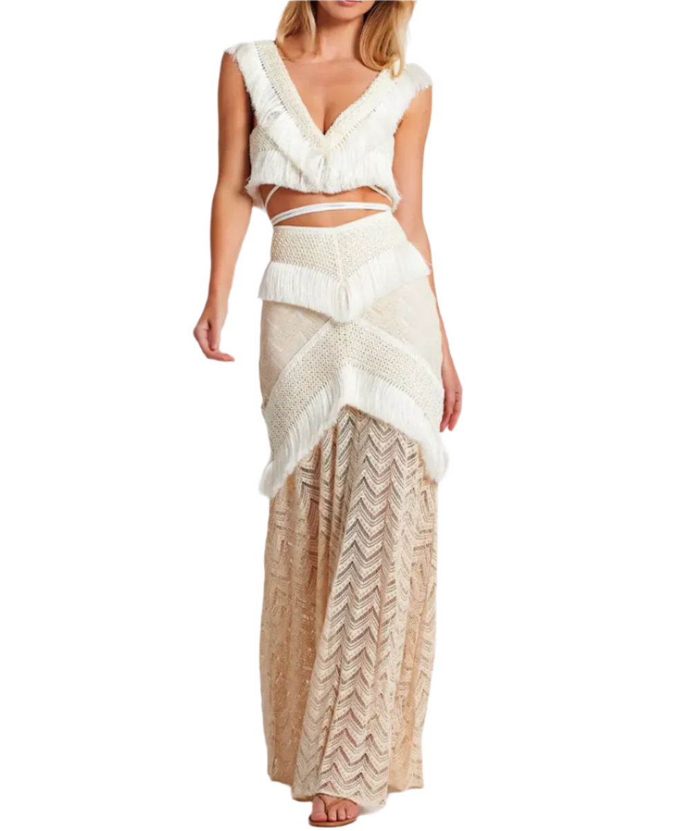Bohemian long skirt for women – lace, fringes and chic style