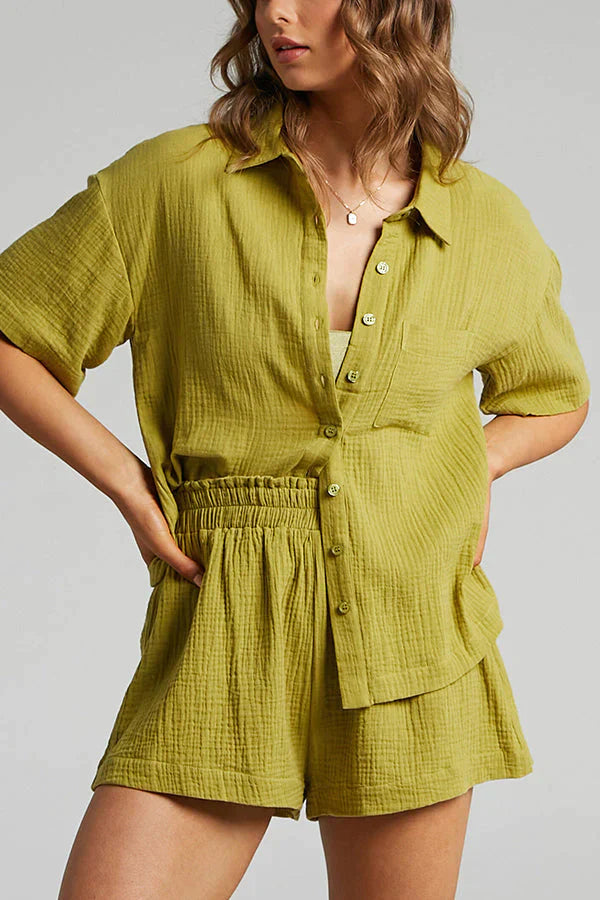 Ensemble chemise et short pour femme – Tenue d'été décontractée 2 pièces