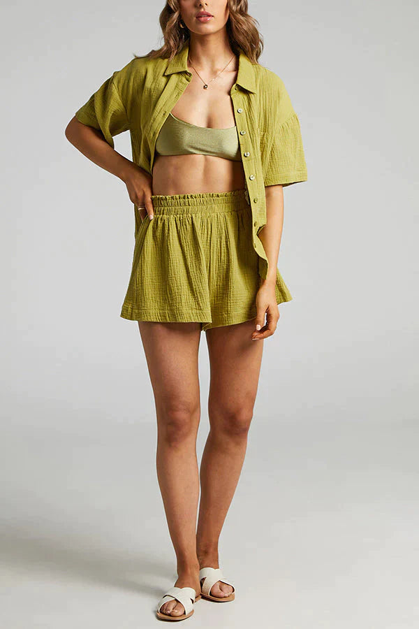 Ensemble chemise et short pour femme – Tenue d'été décontractée 2 pièces