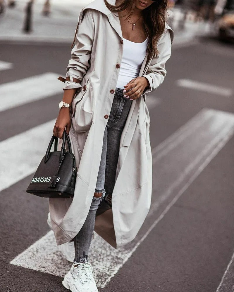 Gisèle - Trench-coat pour dames, coupe-vent et imperméable avec capuche