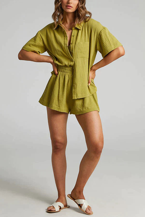 Ensemble chemise et short pour femme – Tenue d'été décontractée 2 pièces