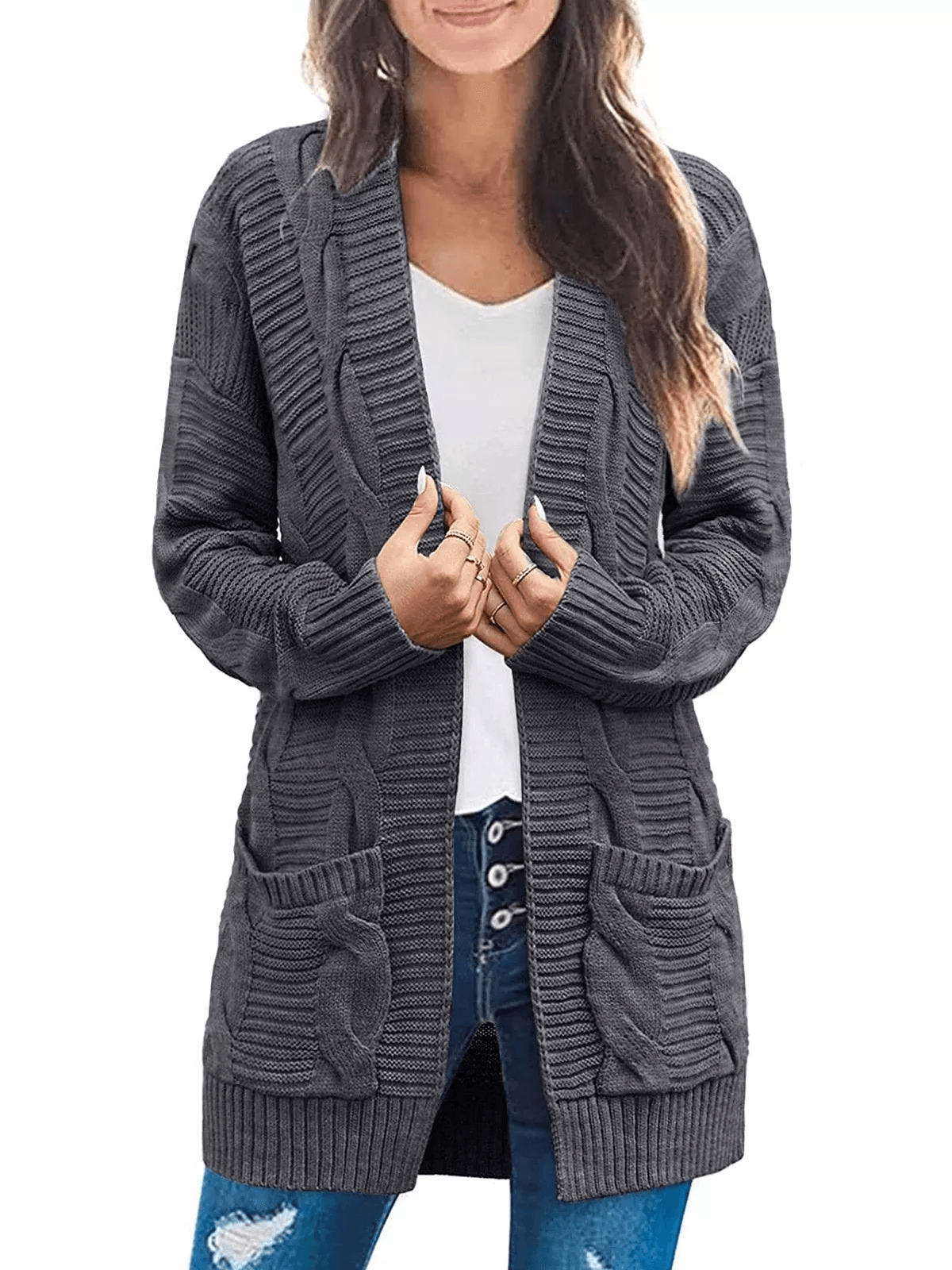 Raphaëlle - Cardigan en tricot torsadé à manches longues, élégant et chaleureux pour l'hiver