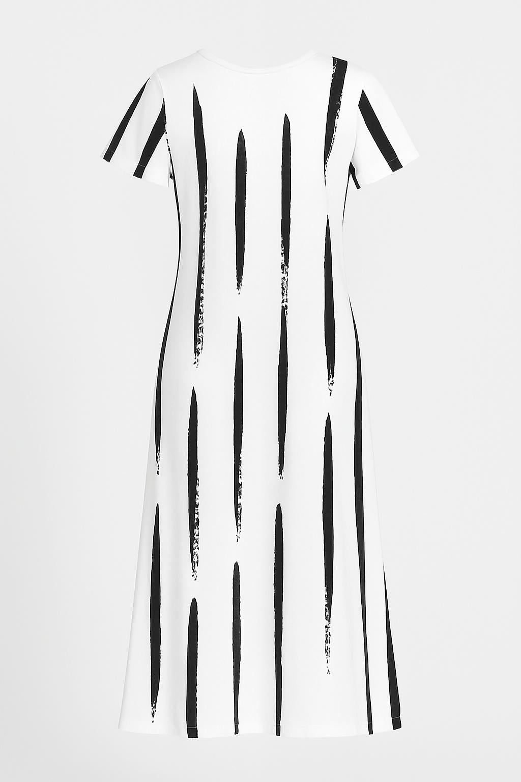 Abstract Print Maxi Dress – V-Neck – Short Sleeves | Yvonne Eclat