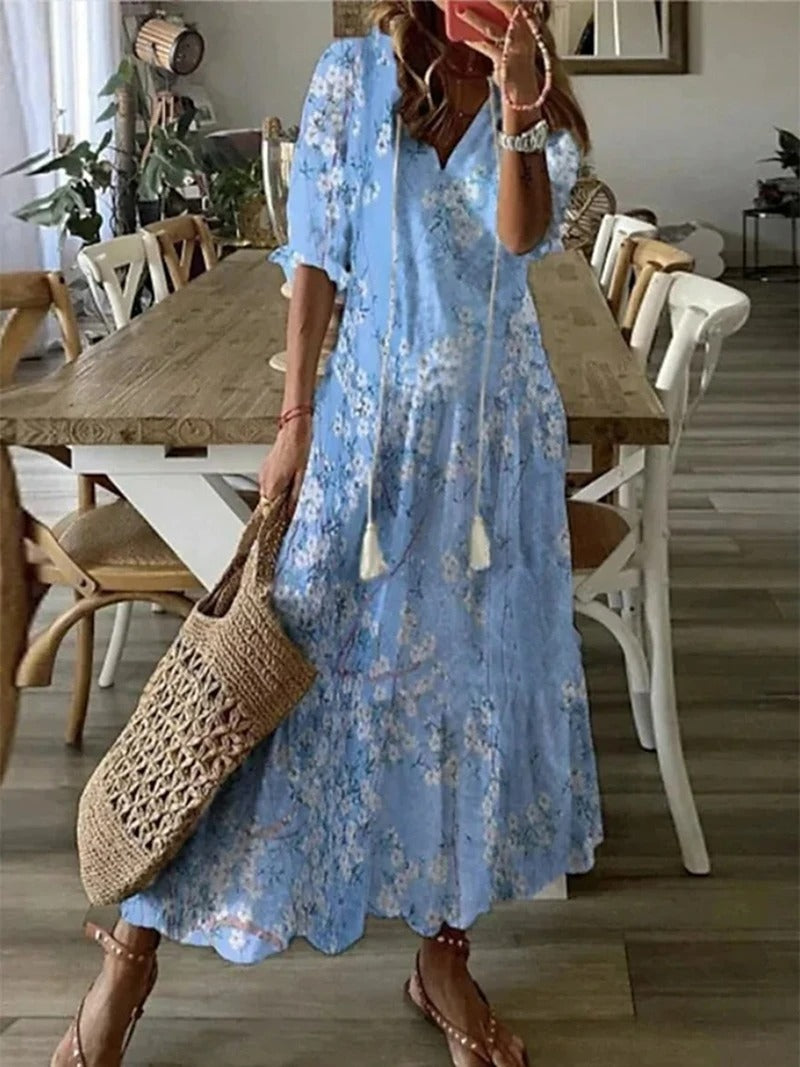 Floral garden evening dress for women - light bohemian summer outfit