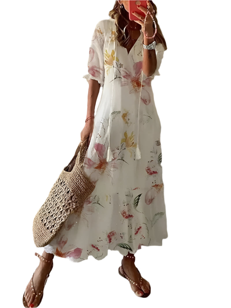 Floral garden evening dress for women - light bohemian summer outfit