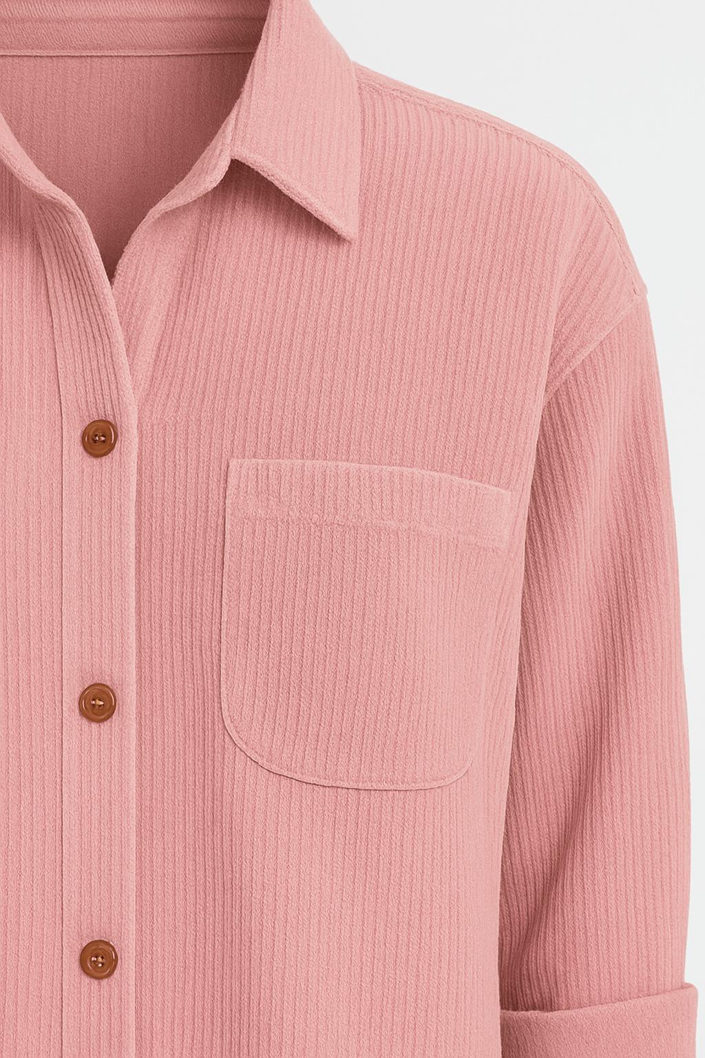 Button-down corduroy shirt - Front pocket - Rolled cuffs | Yvonne Eclat
