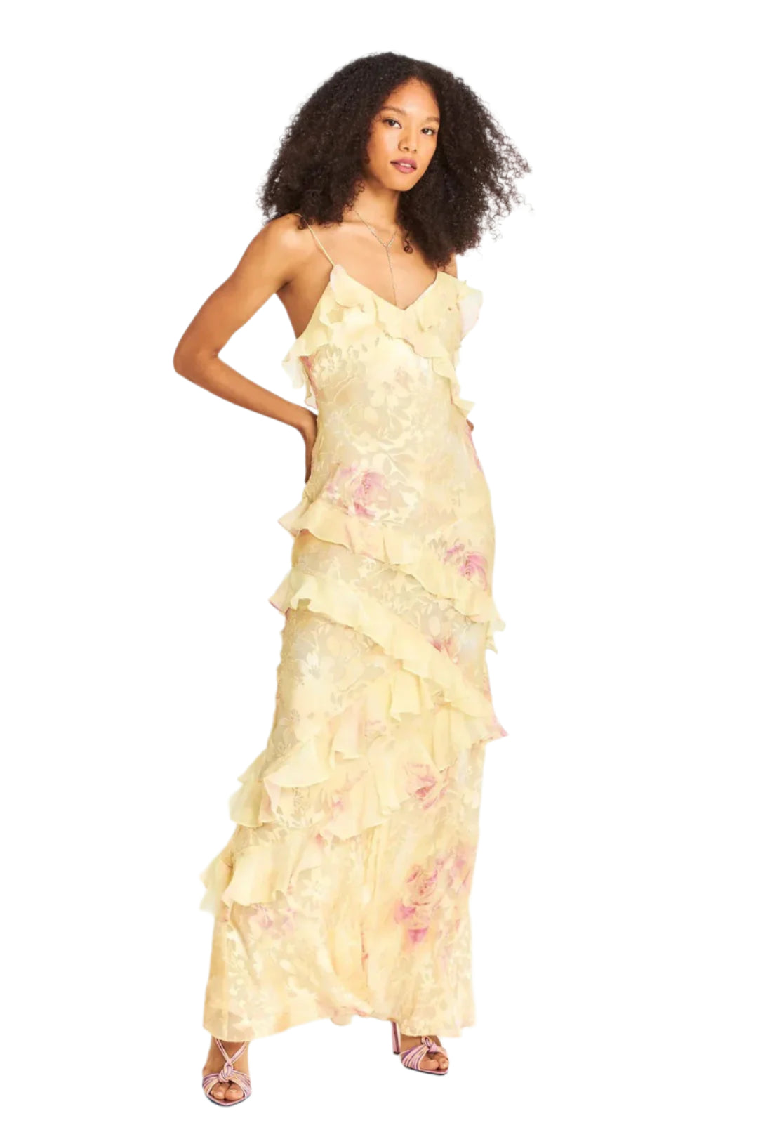 Elegant long ruffled garden evening dress for women - ideal for parties