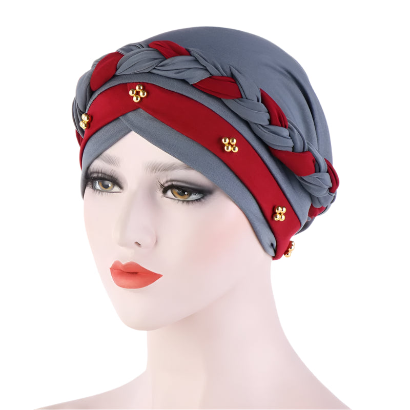 Turban tressé élégant – Hijab instantané pré-noué pour femme