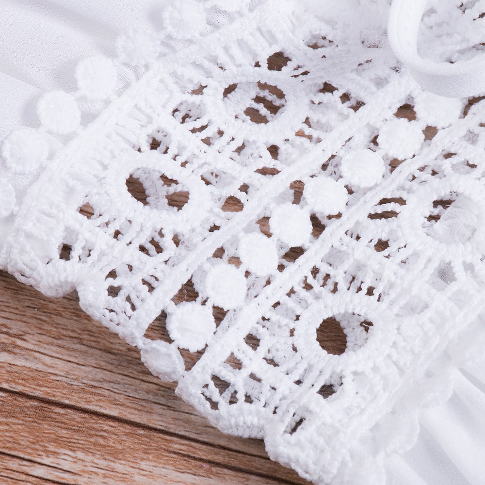 Long deep V-neck beach swimsuit cover-ups with crochet details