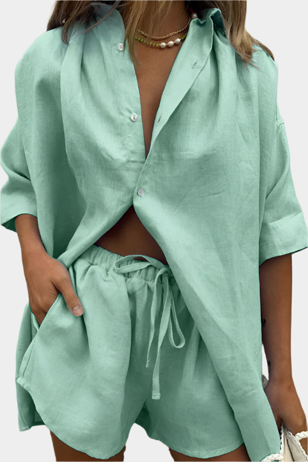 Ensemble chemise et short d'été pour femme – Tenue élégante deux pièces