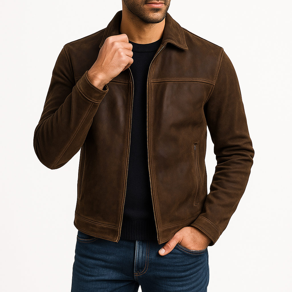 LUXEOUTFIT | Smooth leather zip jacket 0