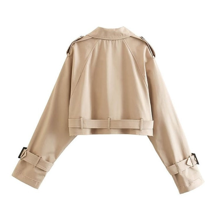 Denise - Trench-coat court beige, parfait pour un style chic et moderne