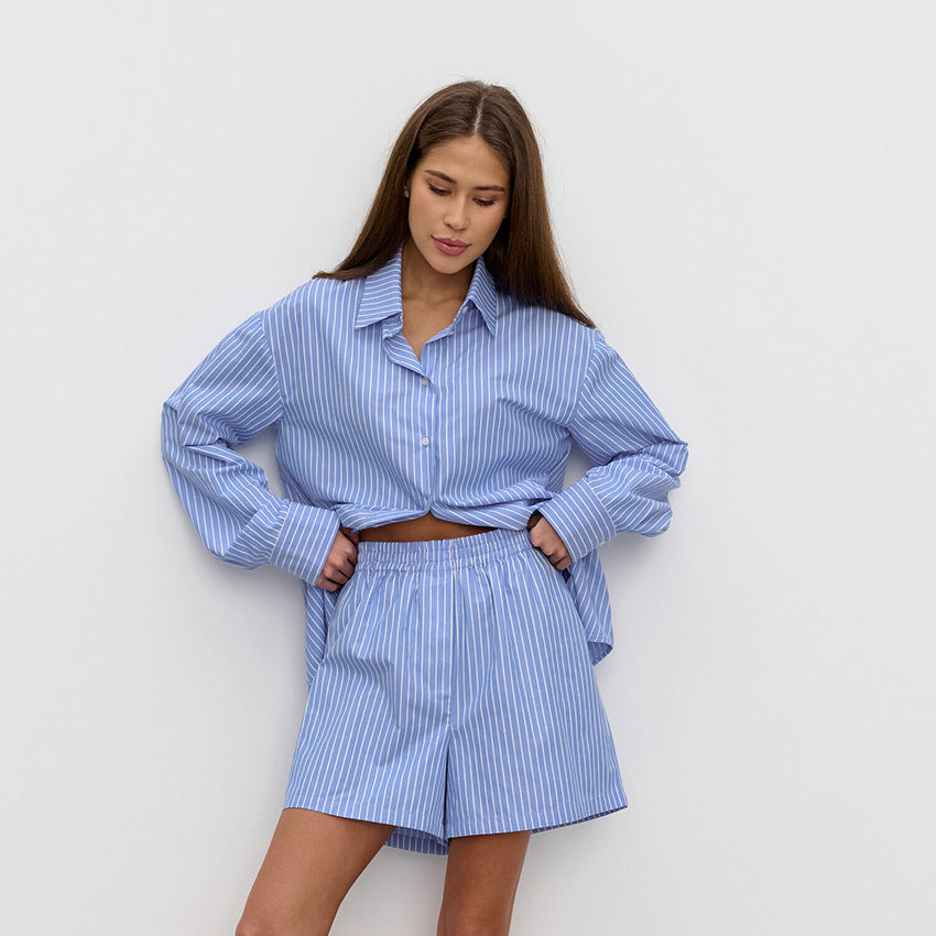 Ensemble coordonné en coton rayé pour femme – Tenue d'été décontractée