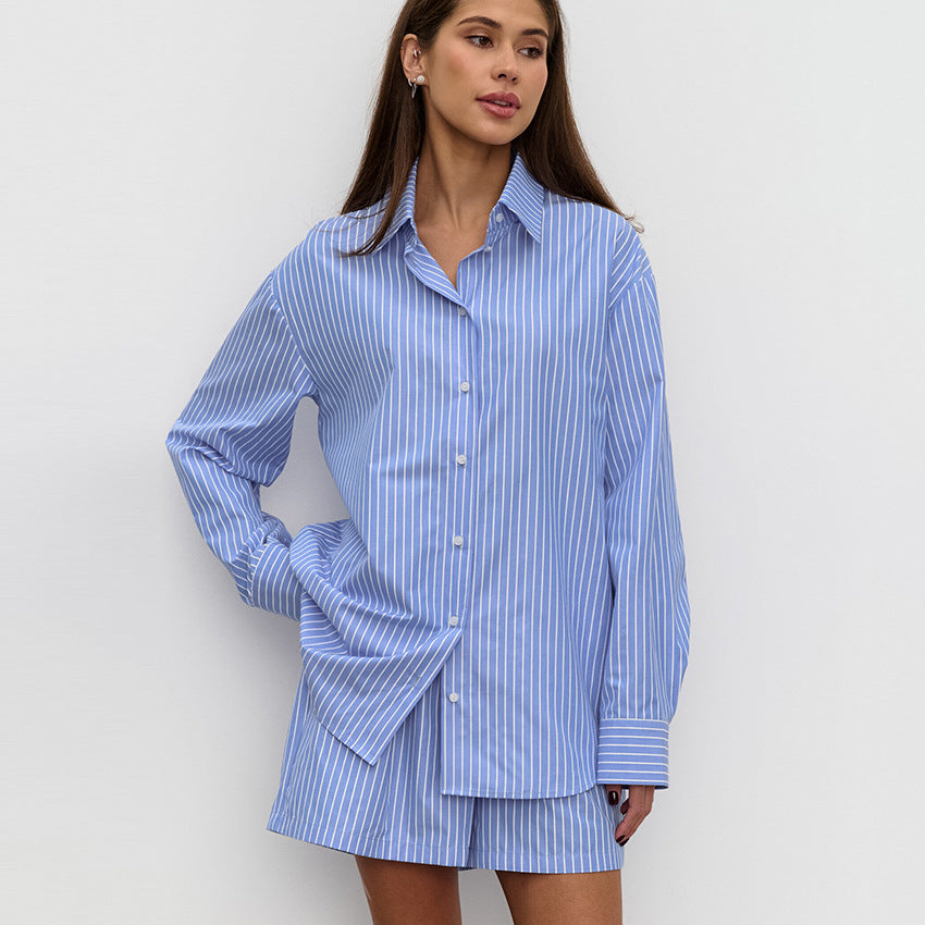 Ensemble coordonné en coton rayé pour femme – Tenue d'été décontractée