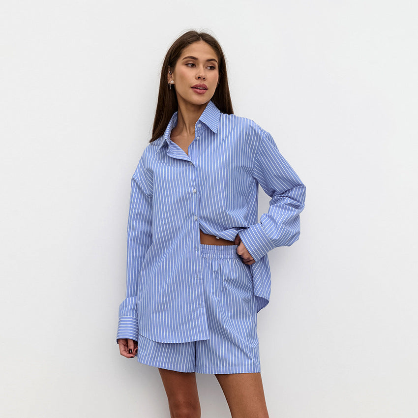 Ensemble coordonné en coton rayé pour femme – Tenue d'été décontractée
