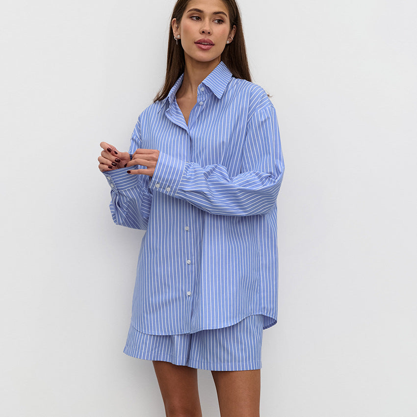 Ensemble coordonné en coton rayé pour femme – Tenue d'été décontractée