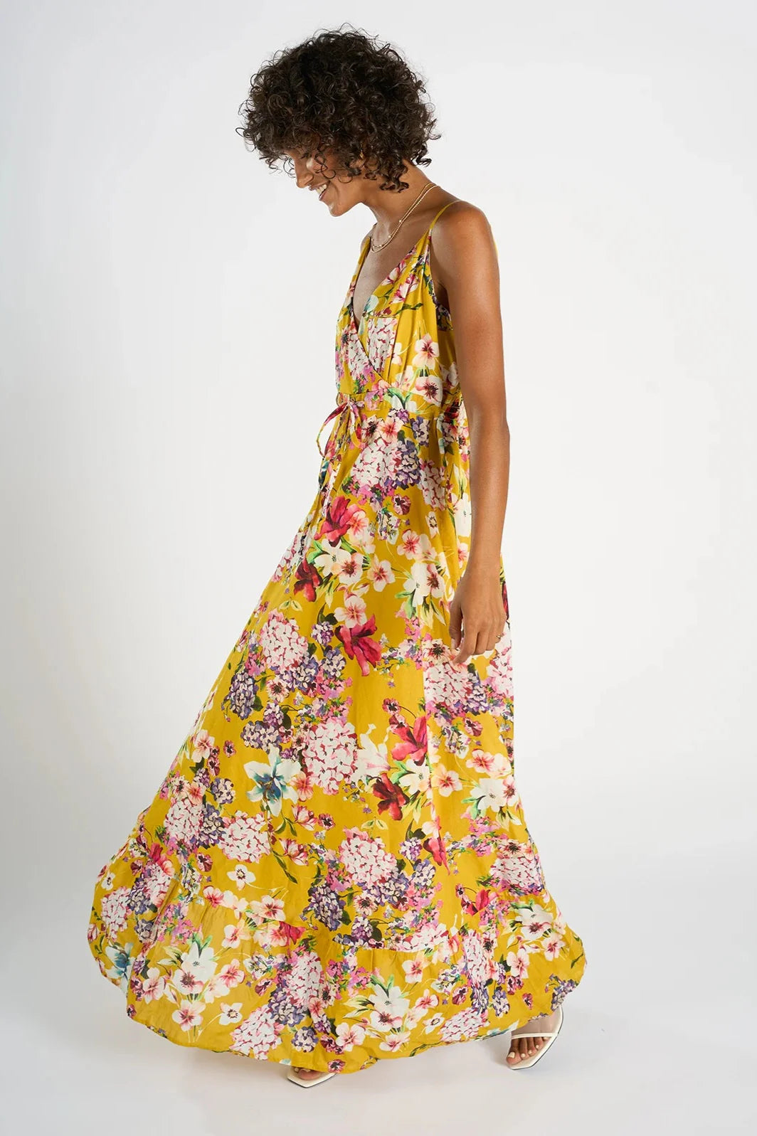 Robe midi fluide été – Femme imprimé hortensia ou broderie écrue