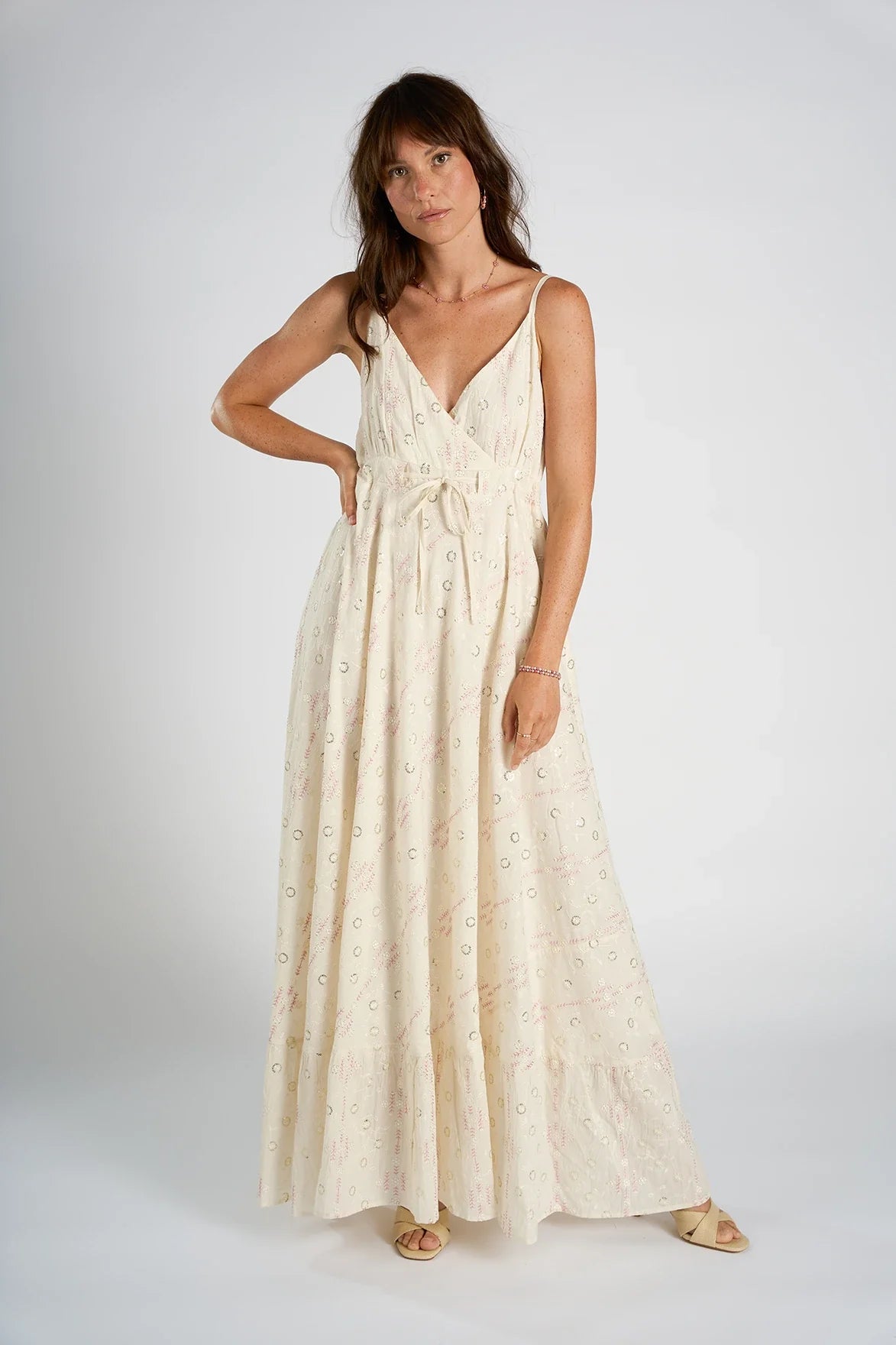 Robe midi fluide été – Femme imprimé hortensia ou broderie écrue