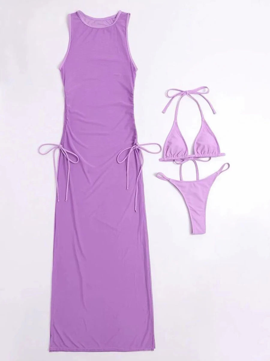 Beach swimsuit cover-up long light and transparent dress for women