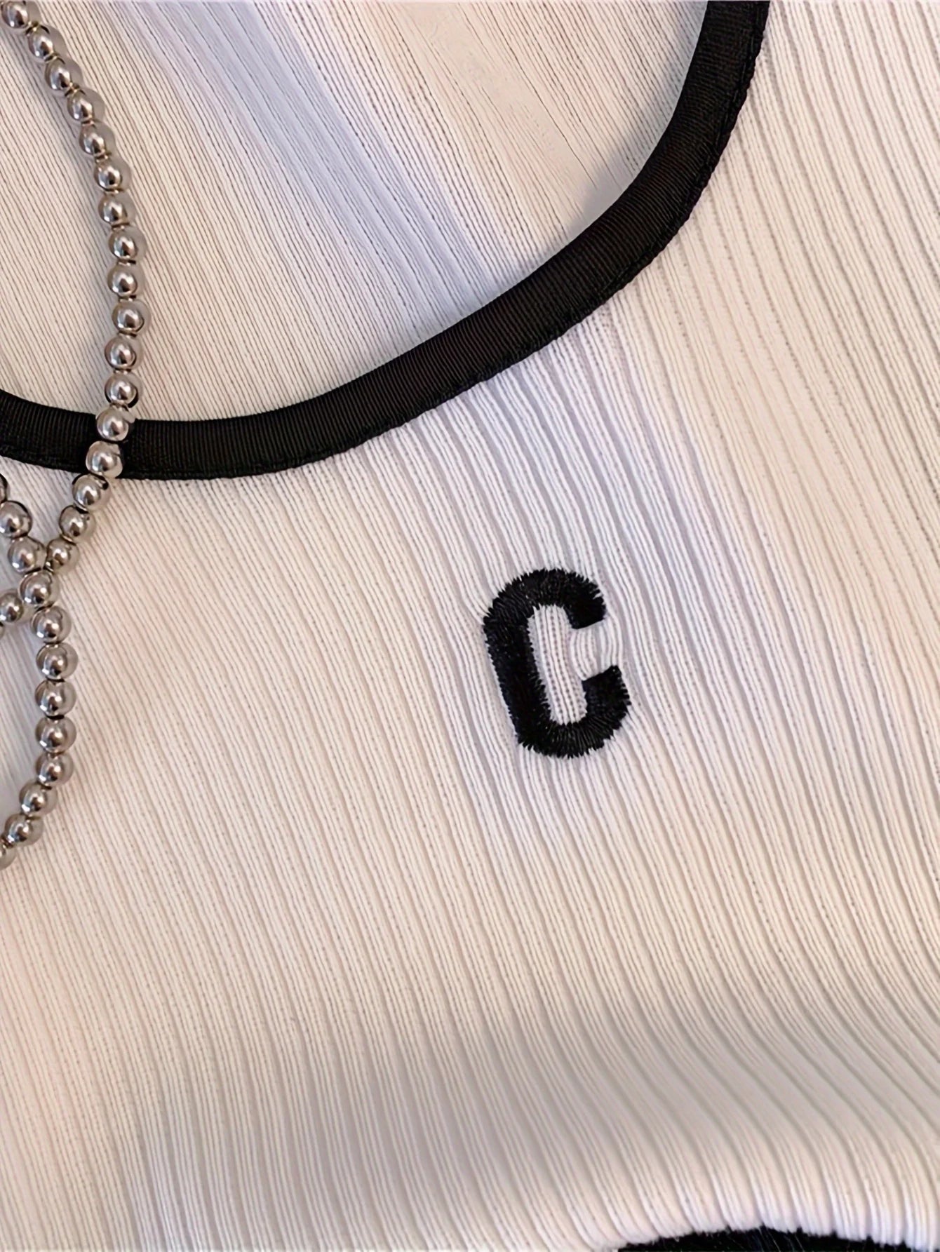 Casual ribbed knit letter print tank tops for women