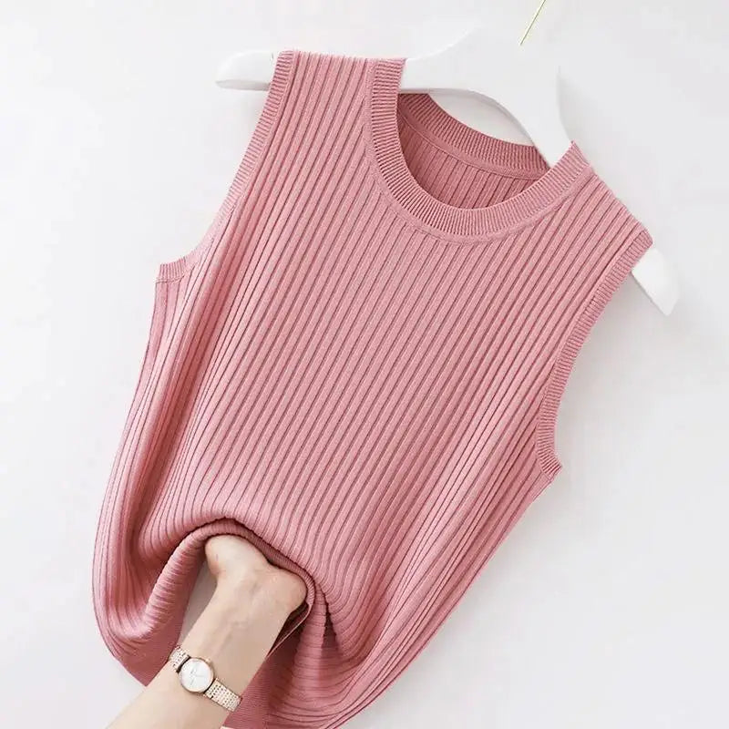 Ribbed Knit Sleeveless Tank Tops for Women - Casual Summer Outfit