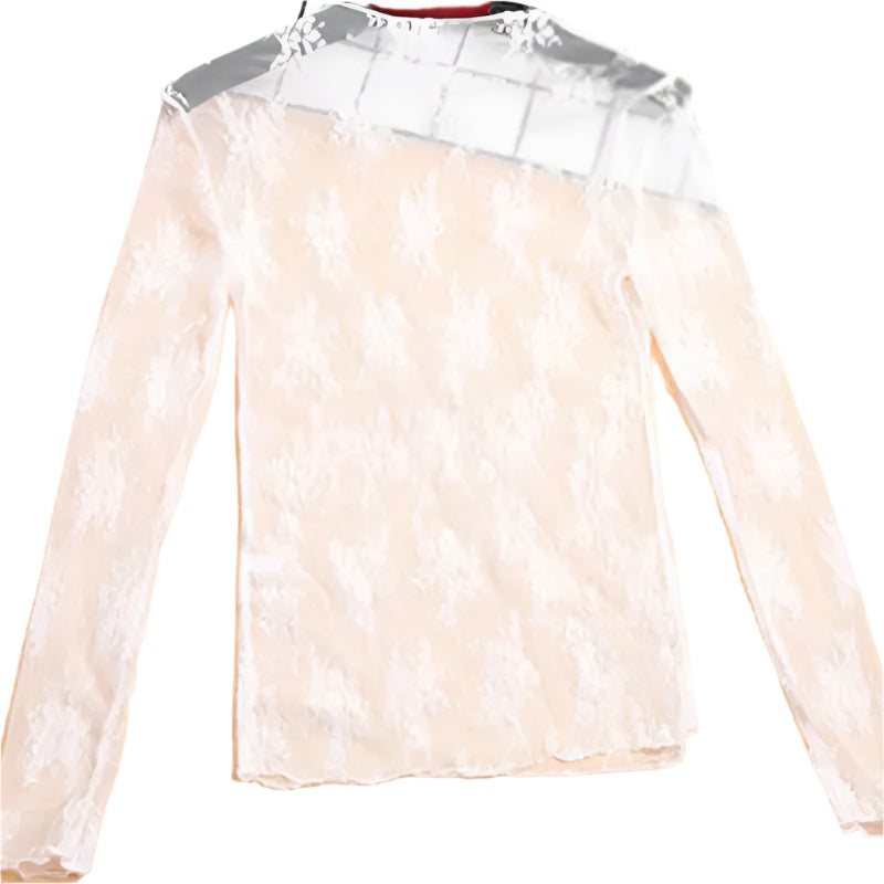 Chic transparent knit top for women – slim fit, trendy long sleeves