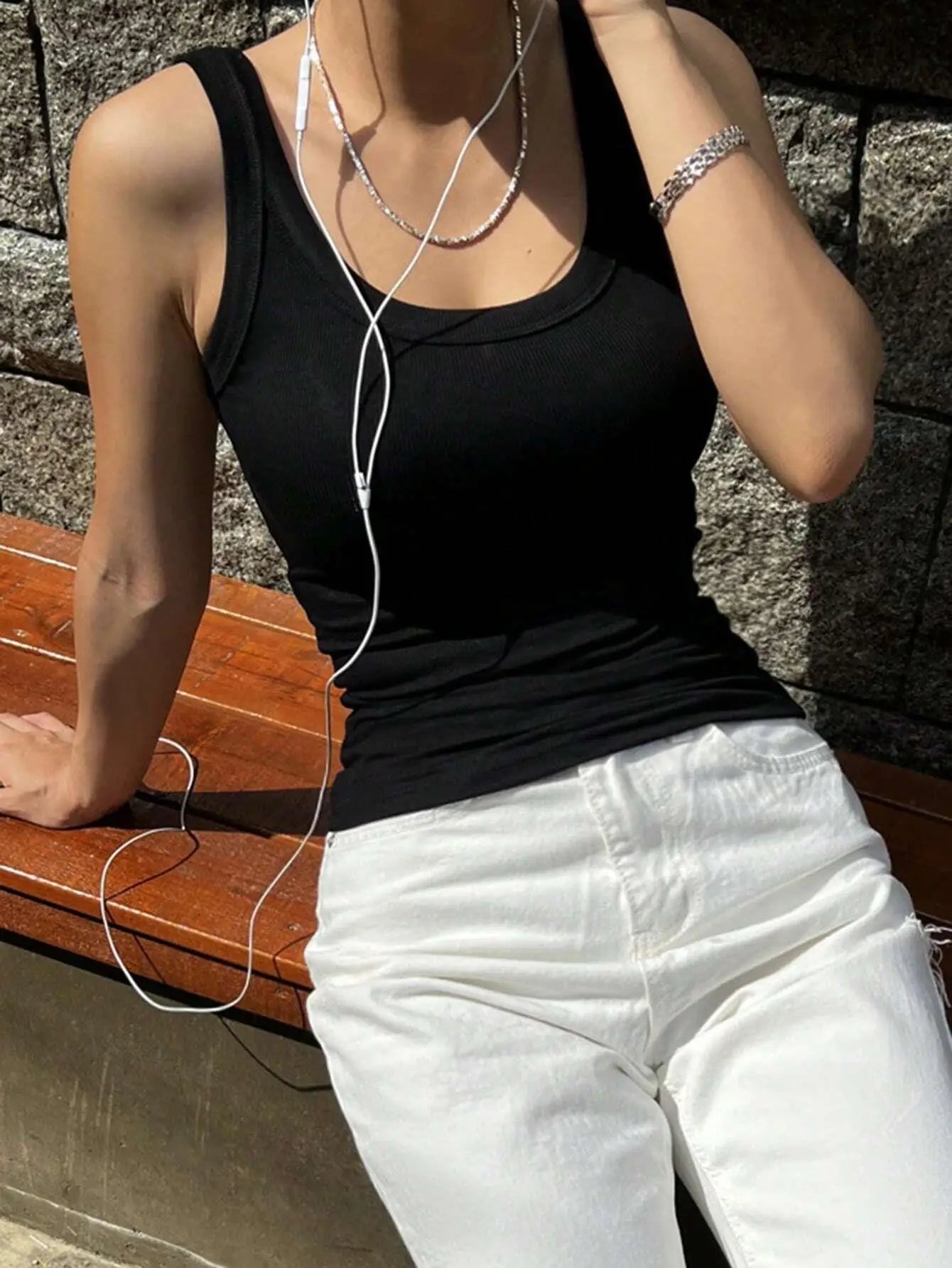 Fitted sleeveless casual sporty streetwear ribbed knit tank tops