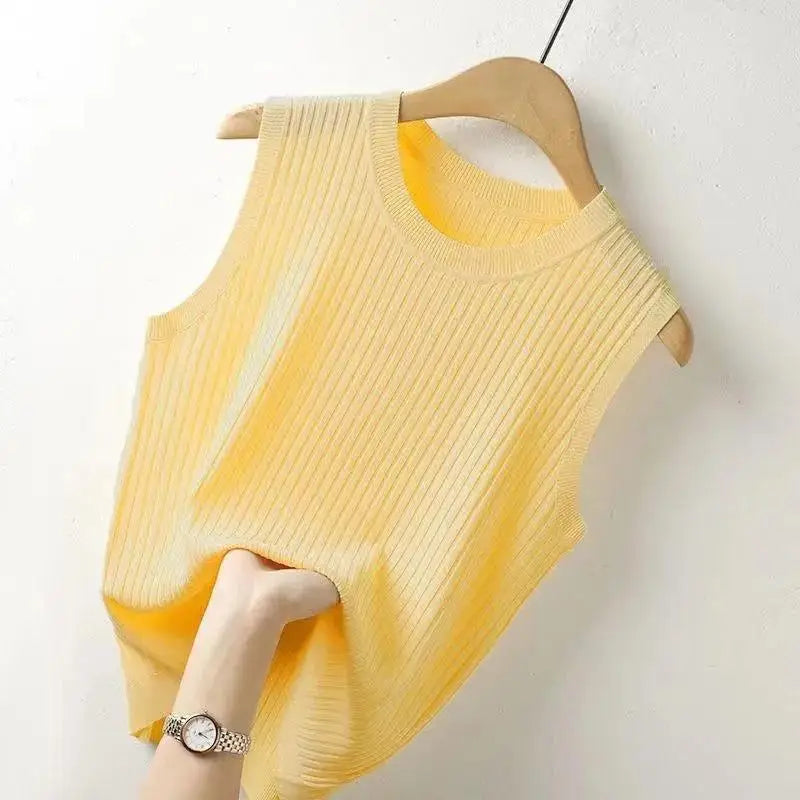 Ribbed Knit Sleeveless Tank Tops for Women - Casual Summer Outfit