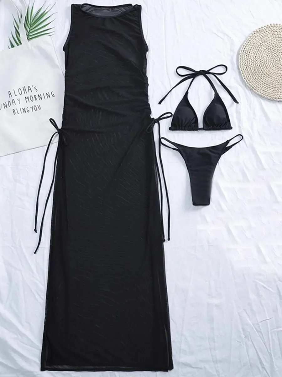 Beach swimsuit cover-up long light and transparent dress for women