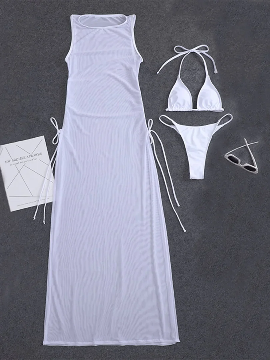 Beach swimsuit cover-up long light and transparent dress for women