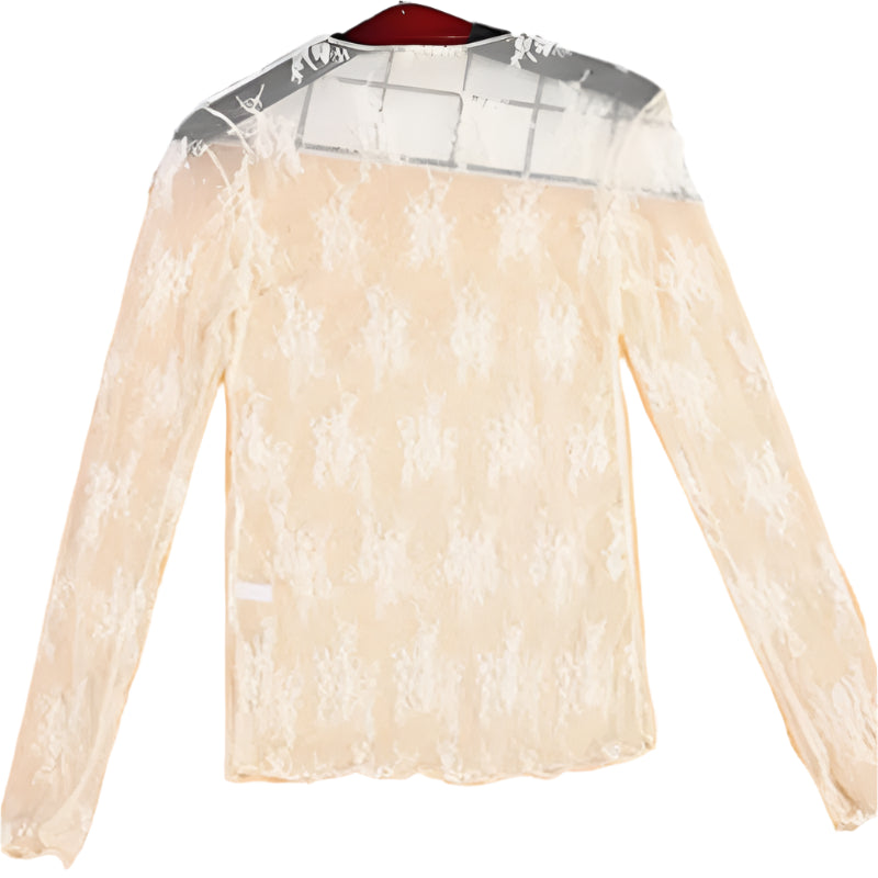 Chic transparent knit top for women – slim fit, trendy long sleeves