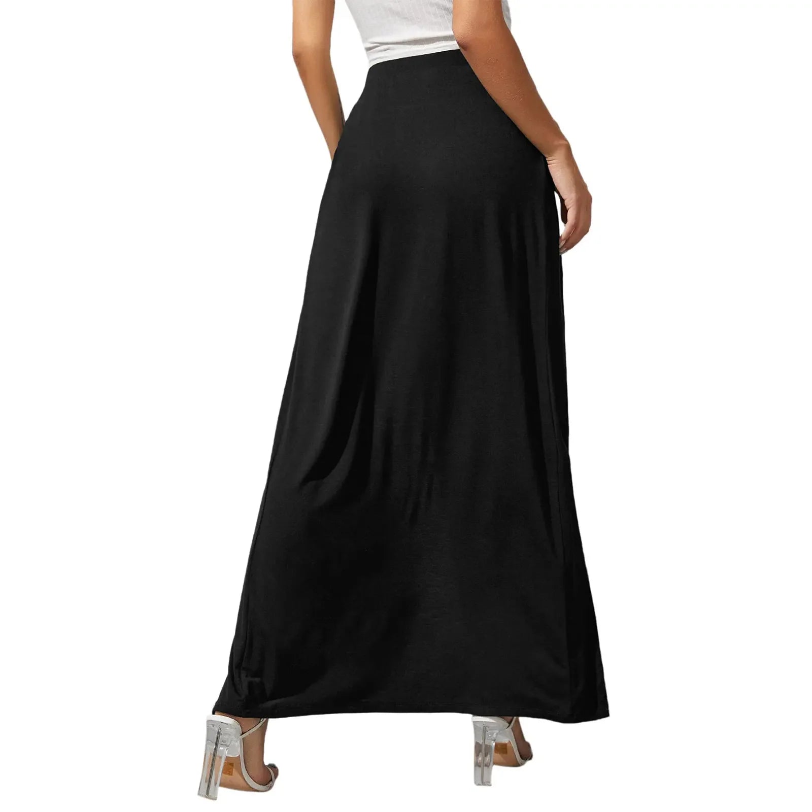 Long high-waisted skirt with double slit for women - Flowing and bohemian