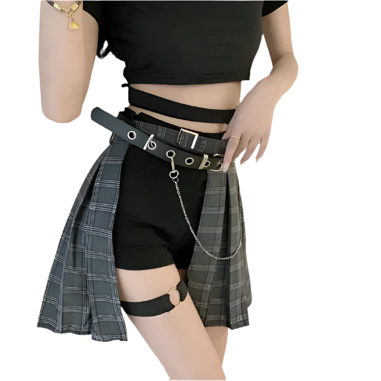 Jupe portefeuille asymétrique à carreaux de style gothique pour femmes