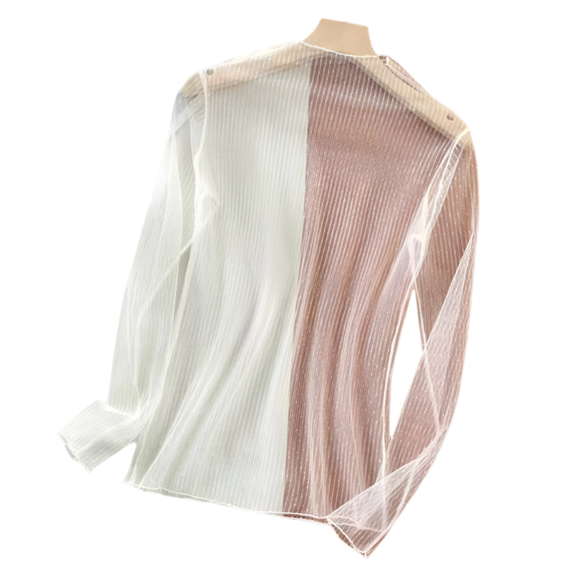Chic transparent knit top for women – long sleeve style