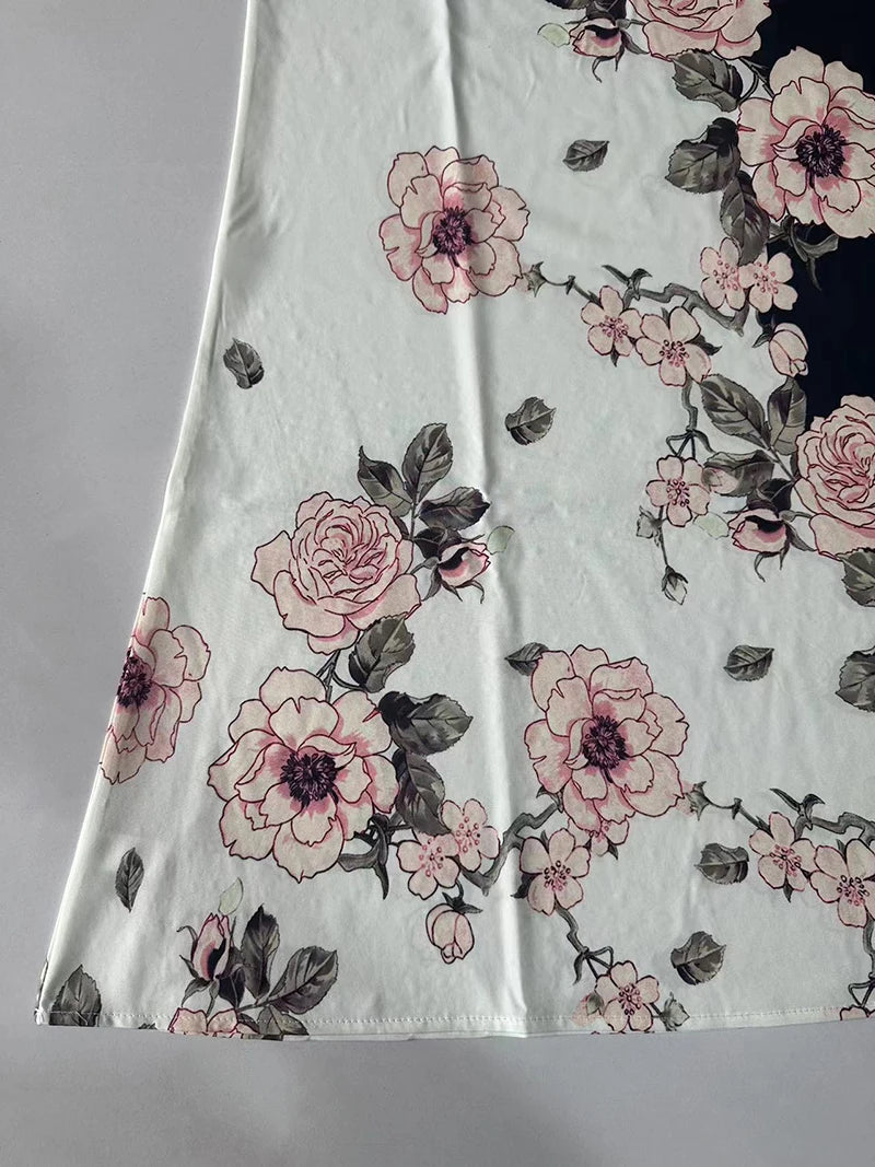 Sleeveless floral midi dress, V-neck and loose fit for women