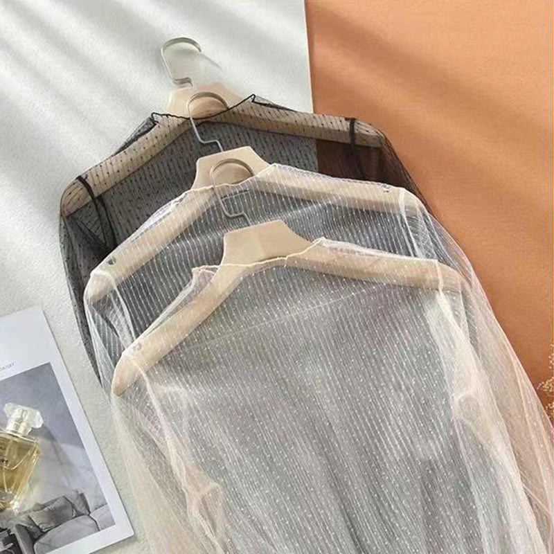 Chic transparent knit top for women – long sleeve style