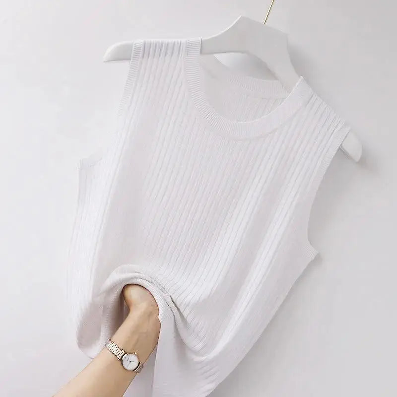 Ribbed Knit Sleeveless Tank Tops for Women - Casual Summer Outfit