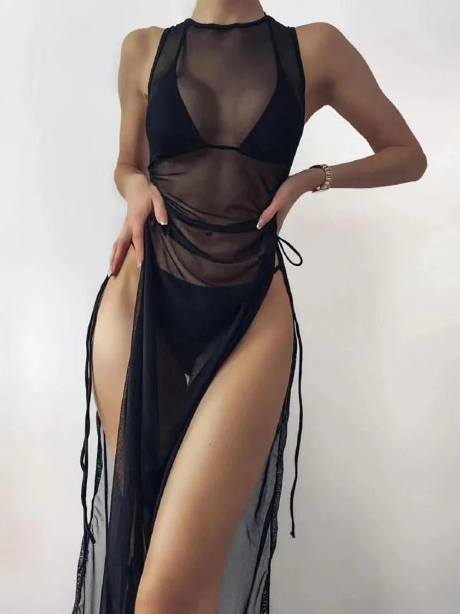 Beach swimsuit cover-up long light and transparent dress for women