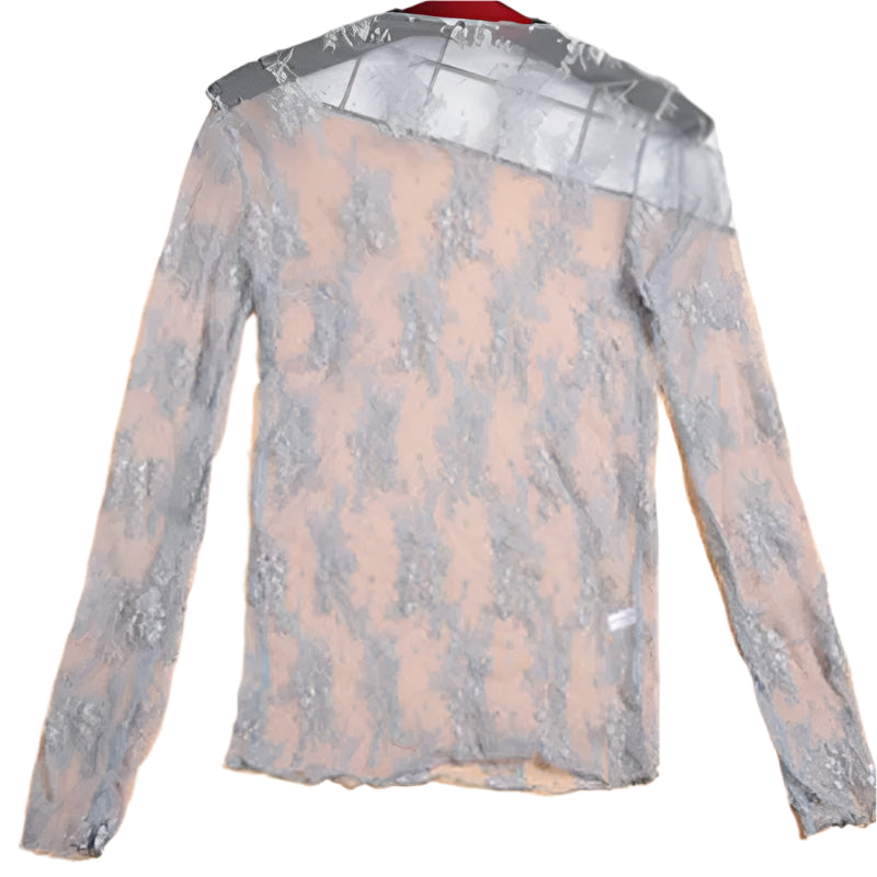 Chic transparent knit top for women – slim fit, trendy long sleeves