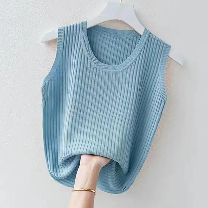 Ribbed Knit Sleeveless Tank Tops for Women - Casual Summer Outfit